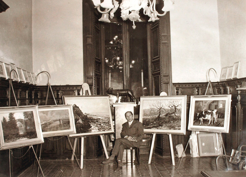 Gio Batta ritratto alla mostra personale di Roma 1955