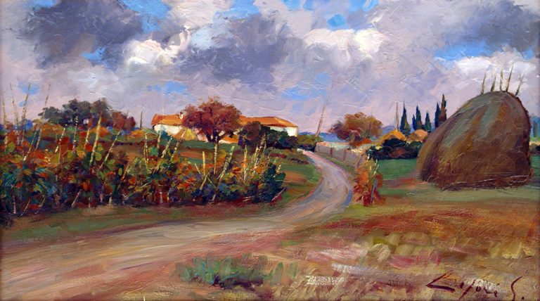 Dipinto integrale n. 269 di Gio Batta Lepori, Paesaggio di campagna del 1963.